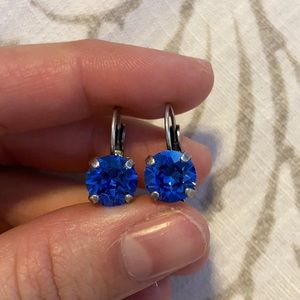 Handmade blue gem earrings